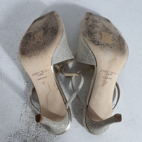 Jimmy Choo Glittering Gold Sandals - Picture 6 of 6